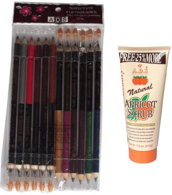 

ADS ADS Perfect Eye And Lip Liner Pencil 12 Pieces / Natural Scrub(Set of 2)