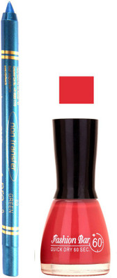 

Fashion Bar Pink Nail Polish With Pro Non Transfer Turquoise Blue Kajal 106(Set of 2)
