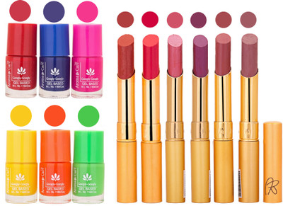 

Aroma Care Makeup Women Nail Polish and Exclusive Long Lasting Lipstick Set 154(Set of 12)
