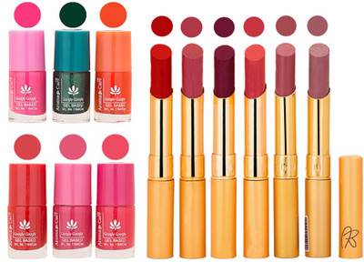 

Aroma Care Perfect Combo of Nail Polish and Rythm Lipstick Popular Shades in Wholesale Rate 2332017115(Set of 12)