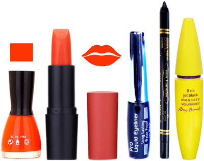 

Rythmx Lipstick, Nail Polish, Eyeliner,Black Kajal Makeup Combo Kit 1311(Set of 5)