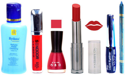 

Rythmx Lipstick And Nail Polish + Eyliner + Sindoor + Remover + Kajal Makeup Combo Pack(Set of 6)