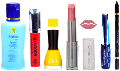 

Rythmx Lipstick And Nail Polish + Eyliner + Sindoor + Remover + Kajal Makeup Combo Pack(Set of 6)