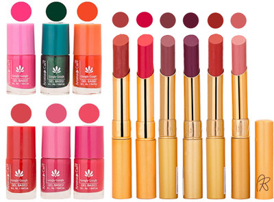 

Aroma Care Perfect Combo of Nail Polish and Rythm Lipstick Popular Shades in Wholesale Rate 2332017151(Set of 12)