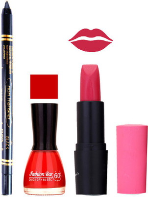 

Fashion Bar Nail Polish , OTG Lipstick , Black Kajal Combo 69(Set of 3)