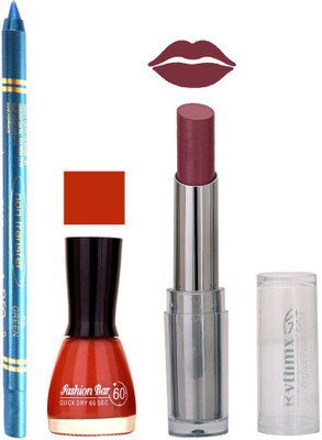 

Rythmx Lipstick , Nail Polish And Turquoise Blue Kajal Makeup Combo 1125(Set of 3)