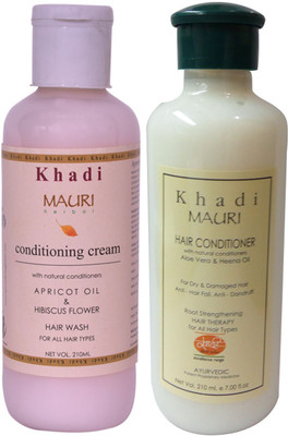 

Khadi Mauri Herbal Hair Conditioner & Cream Shampoo Combo Pack of 2 Ayurvedic Natural 210 ml each(Set of 2)