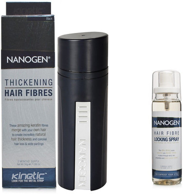 

Nanogen Hair Fibres Black with Locking Spray(Set of 2)