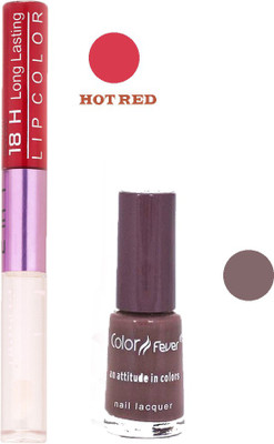 

Color Fever Long Lasting 207201604 Red Lipstick+Cocolate Nail Polish(Set of 2)