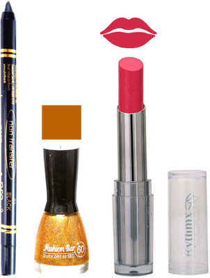 

Rythmx Lipstick , Nail Polish And Stay On Black Kajal Makeup Combo 1043(Set of 3)