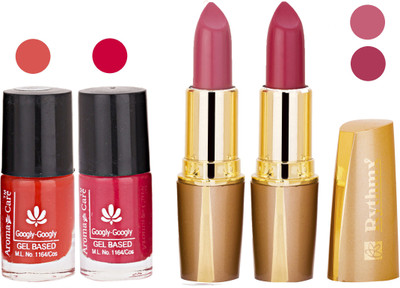 

Rythmx Orange Nail Polish + Purple Lipstick Combo 2907201674(Set of 4)