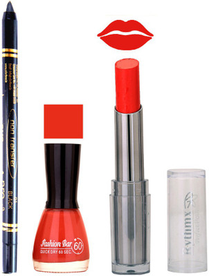 

Rythmx Lipstick , Nail Polish And Stay On Black Kajal Makeup Combo 1015(Set of 3)