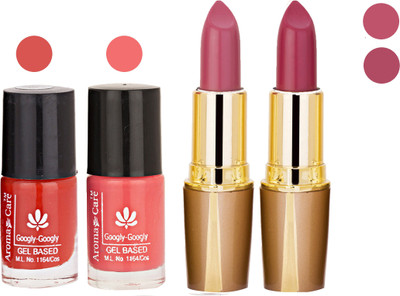 

Aroma Care Orange Nail Polish + Purple Lipstick Combo 2907201645(Set of 4)