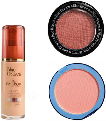 

Blue Heaven X Factor Foundation (Blush), Silk On Face Compact (Pink) & Diamond Blush on 502(Set of 3)