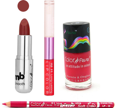 

Color Fever Lipstick+ Nail Polish Combo 501(Set of 4)