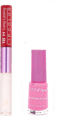 

Color Fever Long Lasting 4741607 Red Lipstick+Pink Nail Polish(Set of 2)