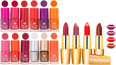 

Aroma Care Gel Nail Polish Set Quick Dry, Long Lasting and Creamy Matte Lipstick Combo 1155(Set of 16)