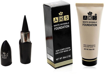 

ADS White invisible foundation / PhotoGenic Ultimate Black Kajal(Set of 2)