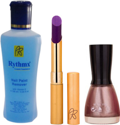 

Rythmx RythmX Peach Lipstick +Nail Polish Combo 2206201645(Set of 3)