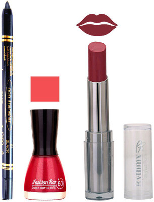 

Rythmx Lipstick , Nail Polish And Stay On Black Kajal Makeup Combo 1001(Set of 3)