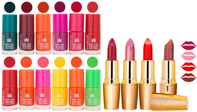 

Aroma Care Gel Nail Polish Set Quick Dry, Long Lasting and Creamy Matte Lipstick Combo 21(Set of 16)