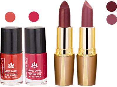 

Aroma Care Orange Nail Polish + Brown Lipstick Combo 2907201618(Set of 4)
