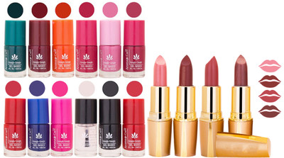 

Aroma Care Lot of 12-piece Surprise Nail Polish Set and Rythm Lipsticks Combo 118(Set of 16)