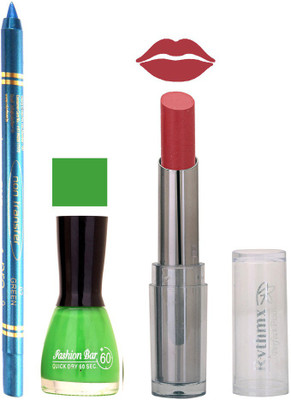 

Rythmx Lipstick , Nail Polish And Turquoise Blue Kajal Makeup Combo 1166(Set of 3)