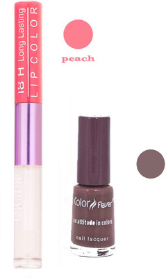 

Color Fever Long Lasting 207201627 Peach Lipstick+Chocolate Nail Polish(Set of 2)