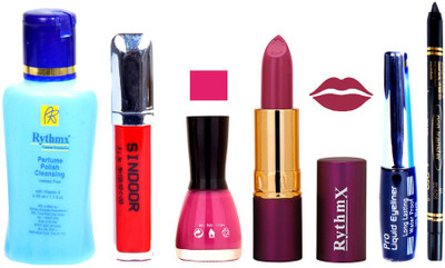 

Rythmx Lipstick ,Remover, Sindoor, Nail Polish,EyeLiner,Black Kajal, Makeup kit Combo 12084(Set of 6)