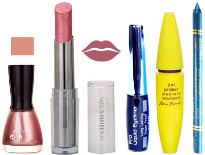 

Rythmx Lipstick, Nail Polish, Kajal, Eyeliner, Mascara, Sindoor, Nail Polish Remover Makeup kit Combo offer Pack of 7(Set of 7)