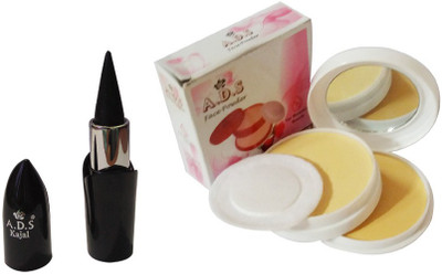 

ADS Face powder compect with PhotoGenic Ultimate Black Kajal(Set of 2)