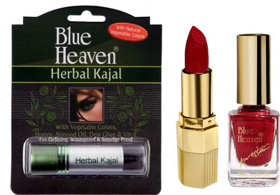 

Blue Heaven Xpression Lipstick Mr 104, Xpression Nail Paint 923 & Herbal Kajal Combo.(Set of 3)