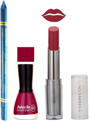 

Rythmx Lipstick , Nail Polish And Turquoise Blue Kajal Makeup Combo 1151(Set of 3)