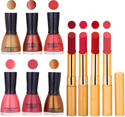 

Aroma Care Candi Bottle Nail Polish Combo with Rytm Popular Lipstick Combo Set-13(Set of 10)