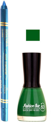 

Fashion Bar Dark Green Nail Polish With Pro Non Transfer Turquoise Blue Kajal 91(Set of 2)