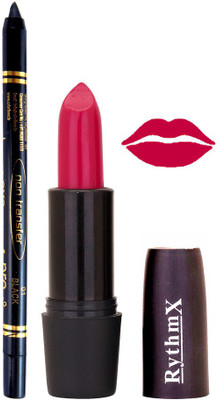 

Rythmx Bright Mazanta Lipstick And Pro Non Transfer Black Kajal 3896(Set of 2)