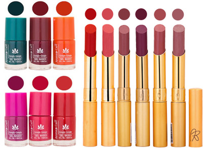 

Aroma Care Famous Combo of Nail Polish with Rythm Long Lasting Lipstick Sets 183201778(Set of 12)