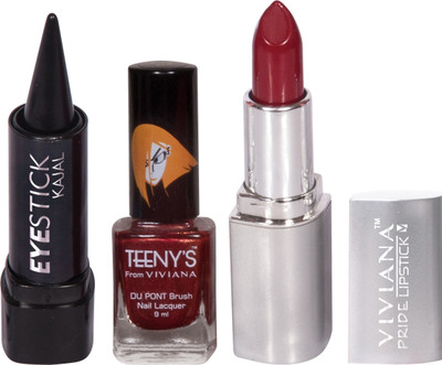 

Viviana Pride Lipstick, Nail Colors, Kajal(Set of 3)