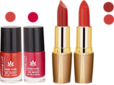 

Aroma Care Orange Nail Polish + Maroon Lipstick Combo 2907201658(Set of 4)