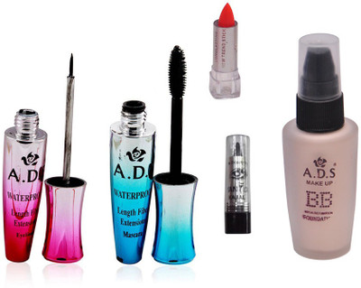 

ADS Eyeliner, Mascara, Foundation, Lipstick and Kajal(Set of 5)