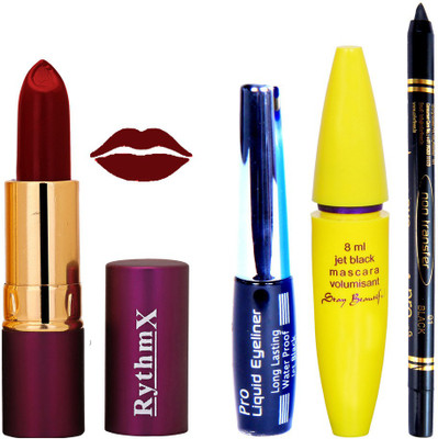 

Rythmx Lipstick ,Black Eyeliner,Kajal, Jet Mascara Makeup Combo Pack(Set of 4)
