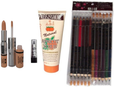 

ADS Foundation & Concealer Double Action / Eye And Lip Liner Pencil / Kajal / Scrub(Set of 4)