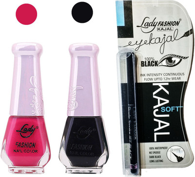 

Lady Fashion Nail Polish And Kajal Combo(Set of 3)