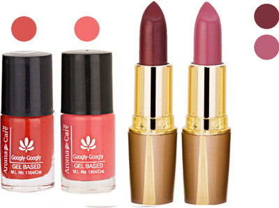 

Aroma Care Orange Nail Polish + Brown Lipstick Combo 2907201603(Set of 4)