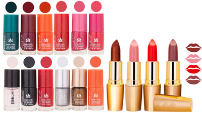 

Aroma Care Lot of 12-piece Surprise Nail Polish Set and Rythm Lipsticks Combo 102(Set of 16)