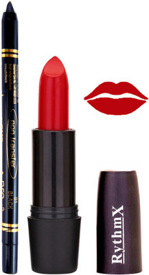 

Rythmx Red Lipstick And Pro Non Transfer Black Kajal 38107(Set of 2)