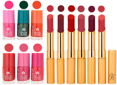 

Aroma Care Perfect Combo of Nail Polish and Rythm Lipstick Popular Shades in Wholesale Rate 2332017082(Set of 12)