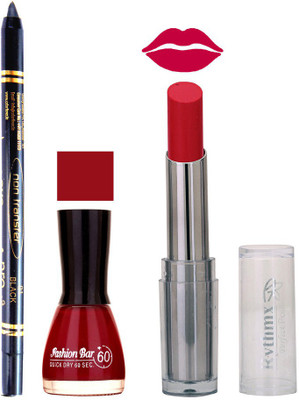 

Rythmx Lipstick , Nail Polish And Stay On Black Kajal Makeup Combo 1013(Set of 3)