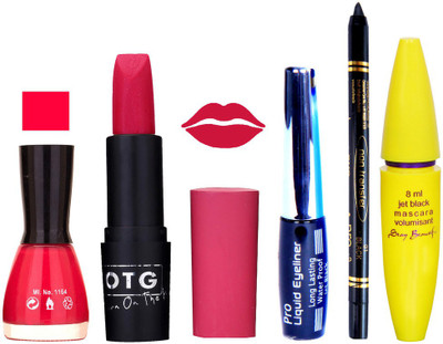 

Rythmx Lipstick, Nail Polish, Eyeliner,Black Kajal Makeup Combo Kit 1355(Set of 5)